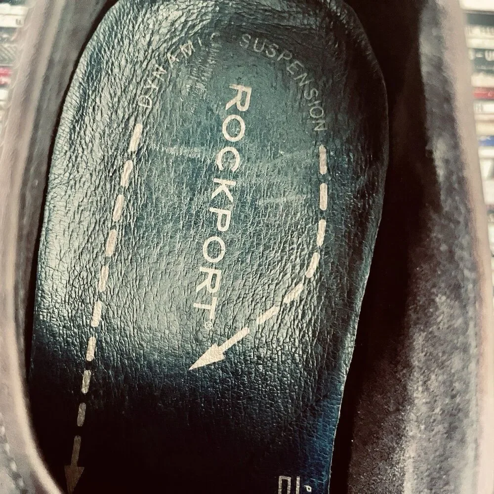 Rockport Men’s Dress Casual Slip On Shoes Size 12D Brown Square Toe Brogue